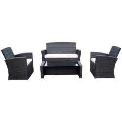 Charles Bentley Deluxe Rattan-Effect 4-Piece Garden Furniture Set - Brown